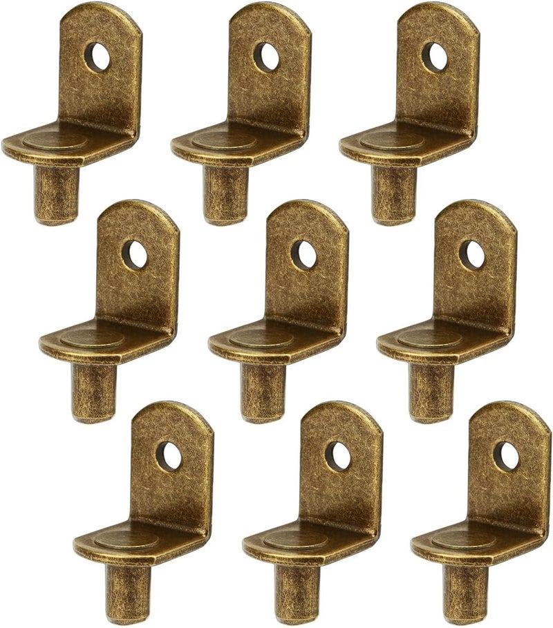 MAEXXNA 40pcs L-Shaped Metal Cabinet Shelf Clips with 6mm Hole, Bronze Shelf Pins for Kitchen Bookcase Furniture Support - Image 1